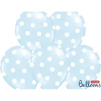 Party Deco Ballonnen baby blauw met dots 50 stuks