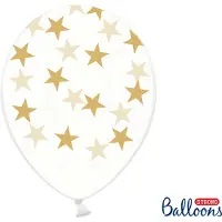 Party Deco Ballonnen Clear Met Gouden Ster (50 Stuks)