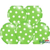 Party Deco Ballonnen lime dots wit 50 stuks