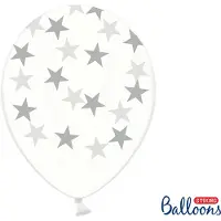 Party Deco Ballonnen clear met zilveren ster 50 stuks