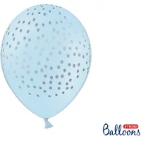 Party Deco Partydeco - Ballonnen Baby blauw dots zilver 50 stuks