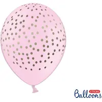 Party Deco Partydeco - Ballonnen Baby roze dots goud 50 stuks