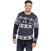 Wilbers Kersttrui blauw classic met rendieren | Maat S |