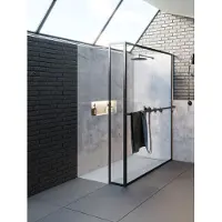Riho Lucid GD402 douchewand met zijwand 100x200cm matzwart