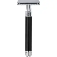 Edwin Jagger Scheermes Razors Double Edge Safety Extra Long Handle Ebony & Chrome Plated Ref.DEL8614BL 1Stuks | Voor Mannen
