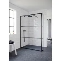 Riho Grid GB402 inloopdouche 100x200cm met 30cm zijwand zwarte profielen 6mm