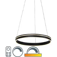 Paul Neuhaus Slimme hanglamp Q-Vito, dimbaar, zwart, Woon-/ Eetkamer, metaal, Modern, Slimme hanglamp