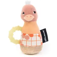Les Deglingos rammelaar struisvogel beige 18 cm