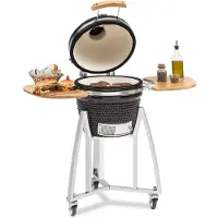 Klarstein Queensize Kamado barbecue met thermometer zijcomponenten zwart