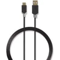 Ginza.se USB-kabel | USB 2.0 | USB-A stekker | USB-C stekker | 480 Mbps | Verguld | 1,00 m | Rond | PVC | Antraciet | Verpakking met kijkvenster