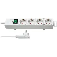 Brennenstuhl Comfort-Line Plus Stekkerdoos 4-Voudig (Met Platte Stekker, Schakelaar, 2 m Kabel, En extra brede afstanden van de stopcontacten) Kleur: Wit