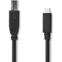 Nedis USB C naar USB B kabel | 1 meter | USB 2.0 (100% koper, Zwart)