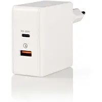 Nedis Thuislader | 3,0 A | USB (QC) / USB-C | Voeding: 30 W | Wit