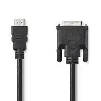 Nedis HDMI-kabel | HDMI-connector | DVI-D 24+1-pens connector | 1080p | vernikkeld | 2,00 m | recht | pvc | zwart | doos