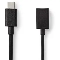 Nedis USB-C Adapter | USB 3.2 Gen 1 | USB-C Male | USB-A Female | 5 Gbps | 0.15 m | Rond | Vernikkeld | PVC | Zwart | Envelop