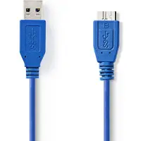 Nedis USB A naar Micro USB kabel | 5 meter | USB 3.0 (100% koper, Blauw)