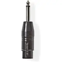 Nedis XLR-Adapter - XLR 3-Pins Female - 6,35 mm Male - Vernikkeld - Recht - Metaal - Zwart - 1 Stuks - Polybag