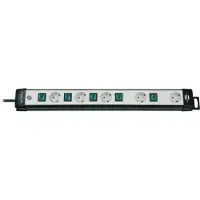 Brennenstuhl Premium-Line Techniek stekkerdoos 5-voudig zwart/lichtgrijs 3m H05VV-F 3G1,5 individueel schakelbare speciaal geordend voor adapterstekkers