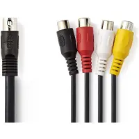 Nedis DIN-Audiokabel | DIN 5-Pins Male - 4x RCA Female | 0,2 m | Zwart Nedis