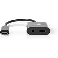 Nedis USB C naar jack adapterkabel | Nedis | 0.15 meter (Extra USB C poort, Zwart)