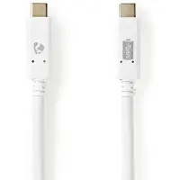 Nedis USB-kabel | USB 3.2 Gen 2 | USB-C mannelijk | USB-C mannelijk - 100 W | 4K@60Hz | 10 Gbps | Vernikkeld | 1,00 m | Rond | PVC | Wit| Doos