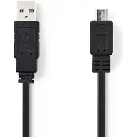 Nedis Platte USB 2.0-Kabel | A Male - Micro-B Male | 1,0 m | Zwart Nedis