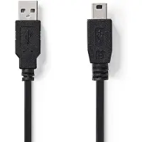 Nedis USB A naar Mini USB kabel | 3 meter | USB 2.0 (100% koper, Zwart)