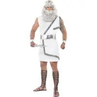 Smiffys Zeus god toga (wit en zilver)