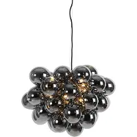 QAZQA Design hanglamp zwart met smoke glas 8-lichts rond - Uvas