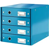 Leitz Wow Click & Store Ladekast Met 4 Laden - 81% Gerecycled Karton - Voor A4 Formaten - Ruimtebesparende Opberger - Blauw