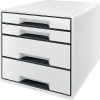 Leitz WOW Cube Ladenblok Met 4 Laden - Opberger met Vakken - Voor Kantoor En Thuiswerken - Ideaal Voor Thuiskantoor - Wit/Grijs