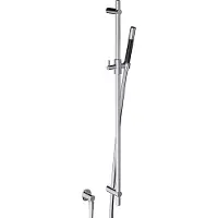 Hotbath Cobber M317 glijstangset 90cm met staafhanddouche en wandaansluitbocht geborsteld messing PVD