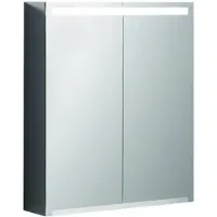 Geberit spiegelkast met verlichting en twee deuren, 60x70x15 cm, bestaande uit: kast, binnenkant deur, buitenkant deur, spiegel, 1 stuk.