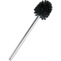 Wenko Vervangborstel met glanzend RVS steel, lengte 35cm, borstelkop Ø 8cm - Toiletborstel - WC Borstel los - Losse toiletborstel