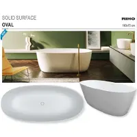 Riho Oval Vrijstaand Bad 160x72cm - Solid Surface Mat Wit - Baden, Vrijstaande Baden - 8714148580981