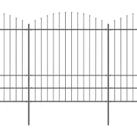 vidaXL Clôture de Jardin à Dessus en Lance Panneaux de Clôture Décorative Barrière de Jardin Patio Ferme Extérieur (1,75-2)x13,6 m Acier
