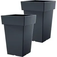 Prosperplast Bloempot Hoog Vierkant Lofly Square 24x24x36cm ANTRACIET / 2 STUKS ! /