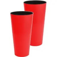 Prosperplast Bloempot Buiten Hoog Rond Tubus Slim 15cm KORAALROOD Prosperplast / 2 STUKS ! /