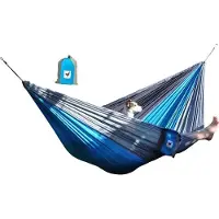 Morethanhip Hangmat - Grijs/Blauw - Parachutestof