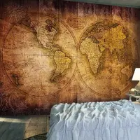 Karo-art Fotobehang - Wereld op oude kaart