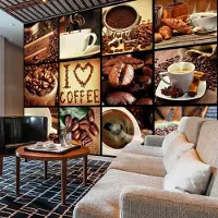 Karo-art Fotobehang - Koffie- Collage , multi kleur