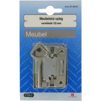 Starx vernikkeld meubelslot met siersleutel en schootplaatje, opleg 25 mm