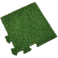 Sporttrader Rubber Tegel met Kunstgras Toplaag - Hoekstuk - Puzzelsysteem - 50 x 50 x 2,2 cm