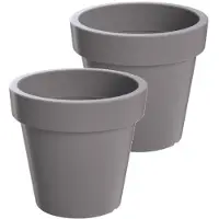 Prosperplast Bloempot Buiten Rond Lofly 20cm STEENGRIJS Prosperplast / 2 STUKS ! /