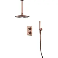 Saniclear Copper inbouw regendouche met plafondarm en 30cm hoofddouche geborsteld koper