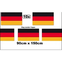 Thema party 10x Vlag Duitsland zonder ringen 90 x 150 cm