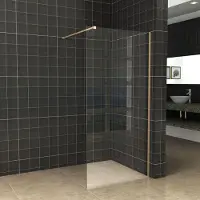Diamond Line Inloopdouche 100x200cm Antikalk Helder Glas 8mm Geborsteld Messing Veiligheidsglas