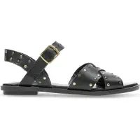 Clarks Willow Gild - Platte sandalen - Metalen aantreklus - Black - Maat 39.5