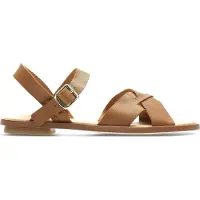 Clarks Willow Gild - Platte Sandalen - Metalen aantreklus - Tan Leather - Maat 39.5