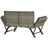vidaXL Tuinbank met kussens 176 cm poly rattan grijs